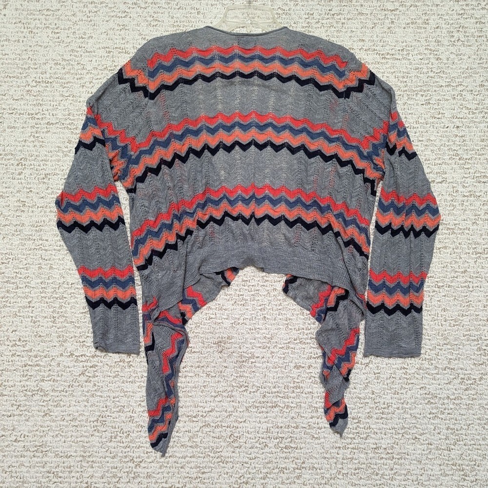 Torrid Women's Size 3 Pink Gray Jagged Stripe Open Front Rayon Blend Cardigan - Picture 2 of 4